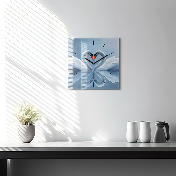 Kwadratowy zegar Łabędzie w serce