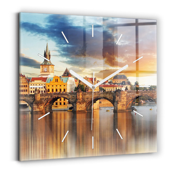 Zegar na ścianę kwadratowy Panorama nad rzeką
