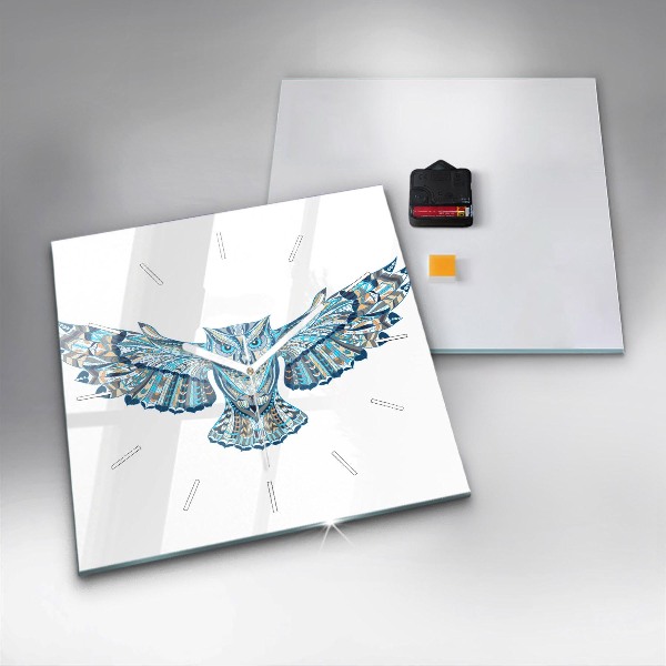 Zegar na ścianę kwadratowy Sowa w locie