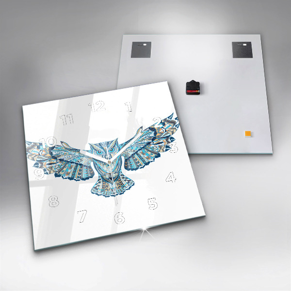 Zegar na ścianę kwadratowy Sowa w locie