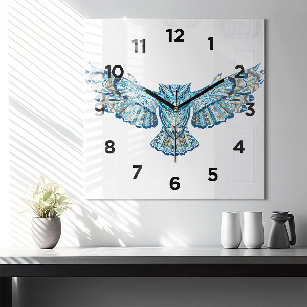 Zegar na ścianę kwadratowy Sowa w locie
