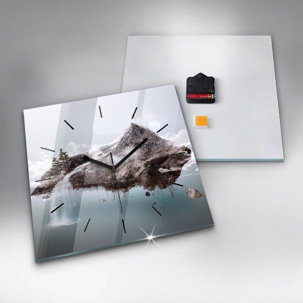 Kwadratowy zegar Latająca wyspa i wodospad