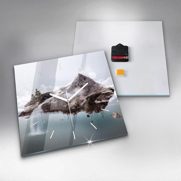 Kwadratowy zegar Latająca wyspa i wodospad