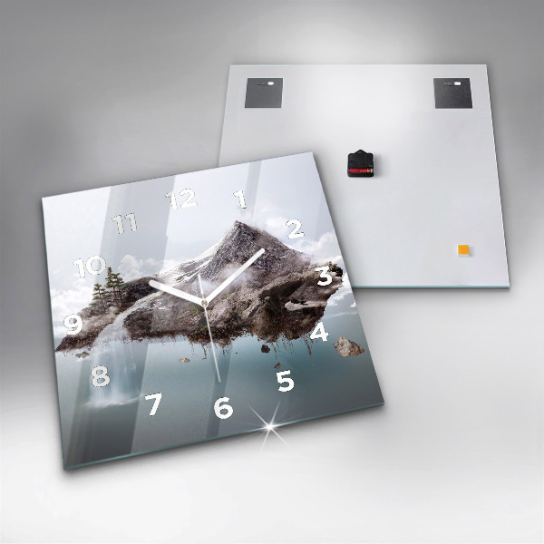 Kwadratowy zegar Latająca wyspa i wodospad