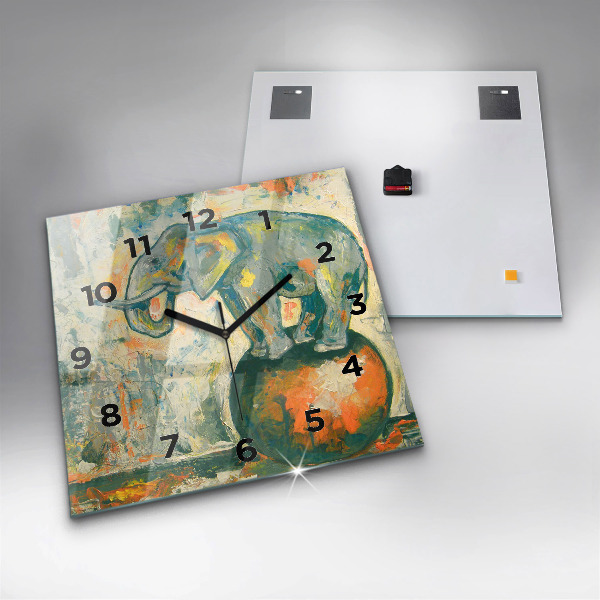 Kwadratowy zegar Malowana postura słonia