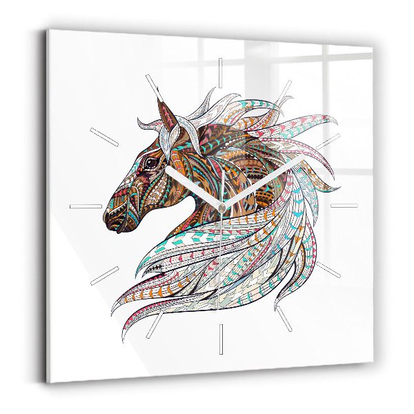 Zegar na ścianę kwadratowy Ilustracja konia