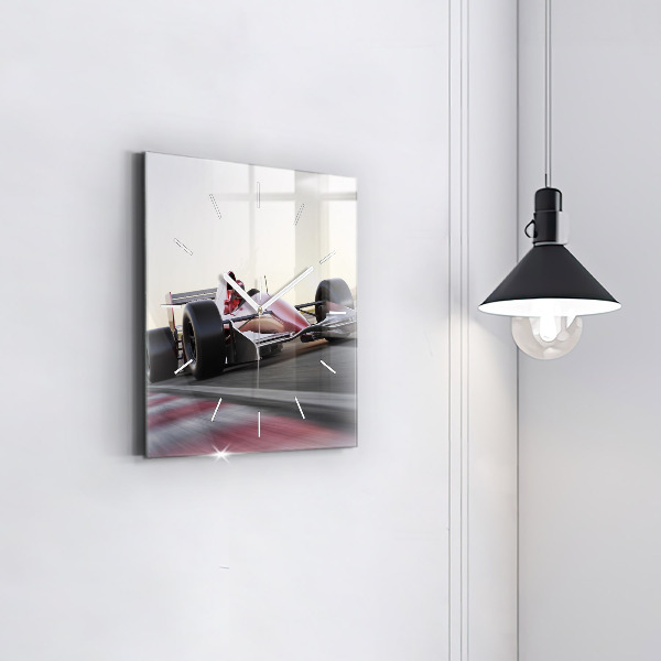 Kwadratowy zegar Sportowy bolid wyścigowy