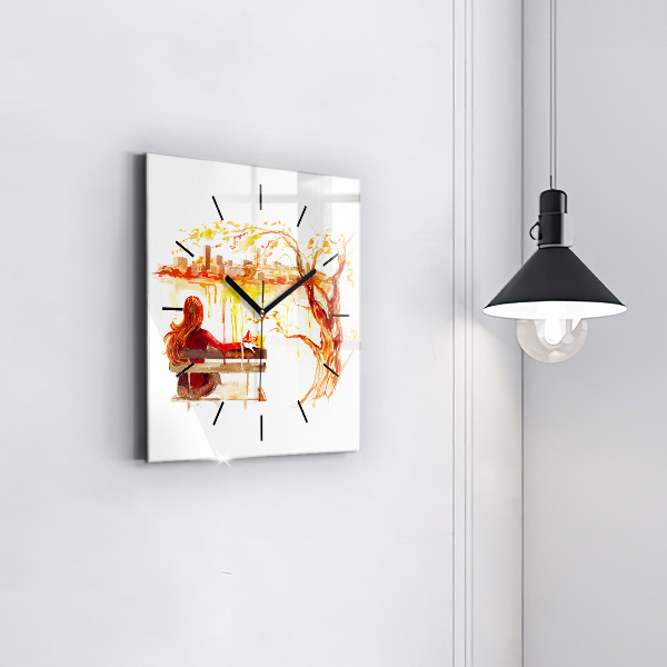 Kwadratowy zegar Jesienny Krajobraz