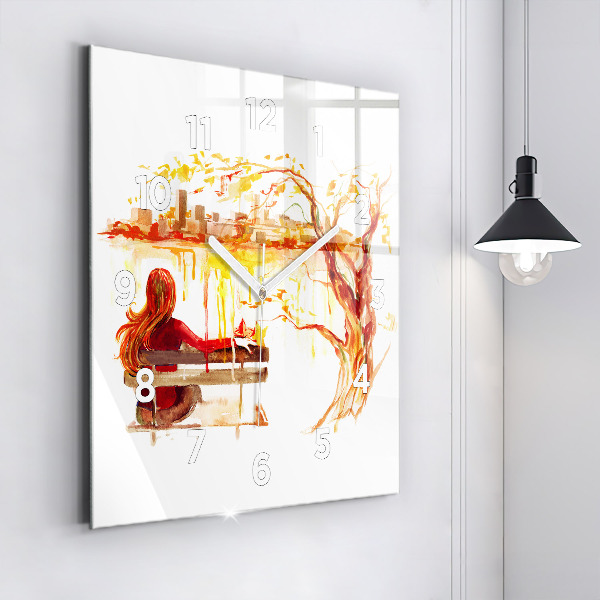 Kwadratowy zegar Jesienny Krajobraz