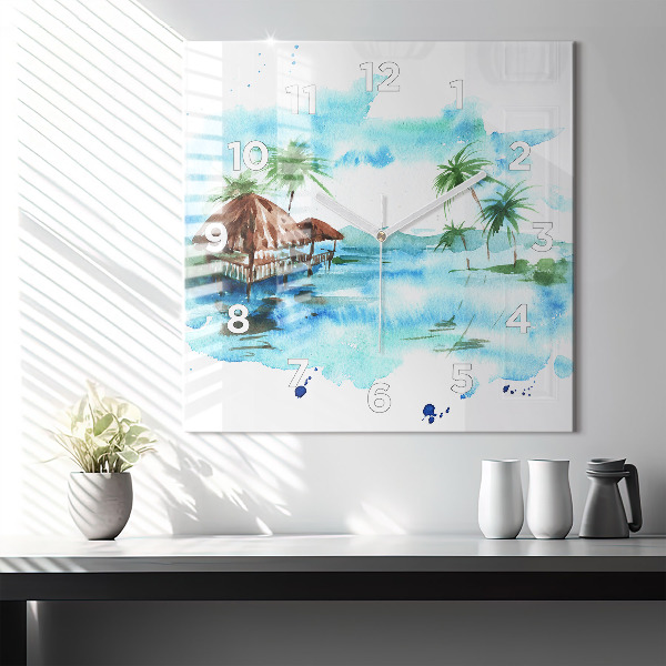 Kwadratowy zegar Obraz bezludna wyspa