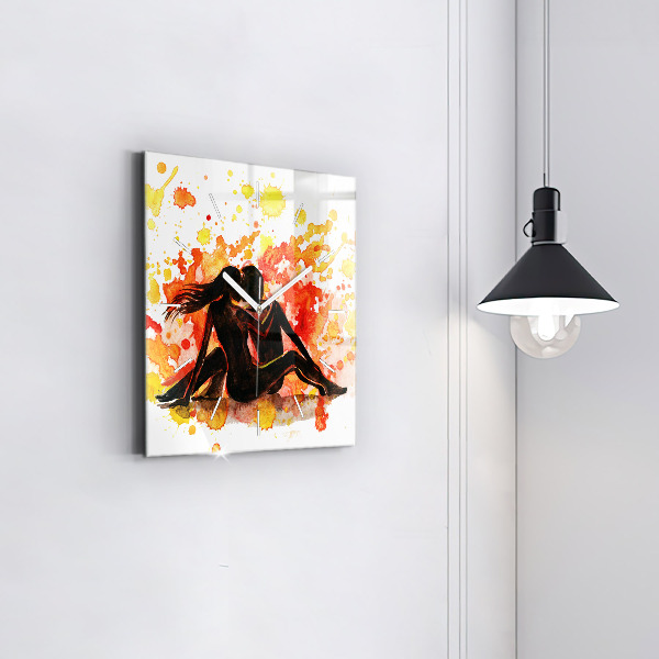 Kwadratowy zegar Miłość i zakochana para