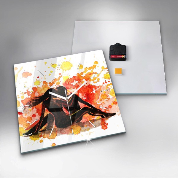 Kwadratowy zegar Miłość i zakochana para