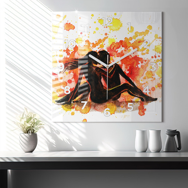 Kwadratowy zegar Miłość i zakochana para