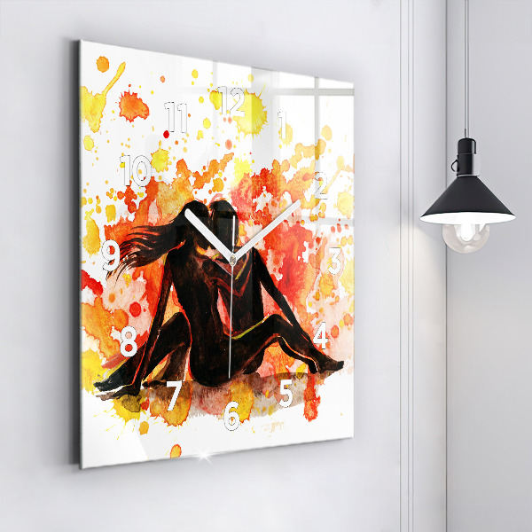 Kwadratowy zegar Miłość i zakochana para