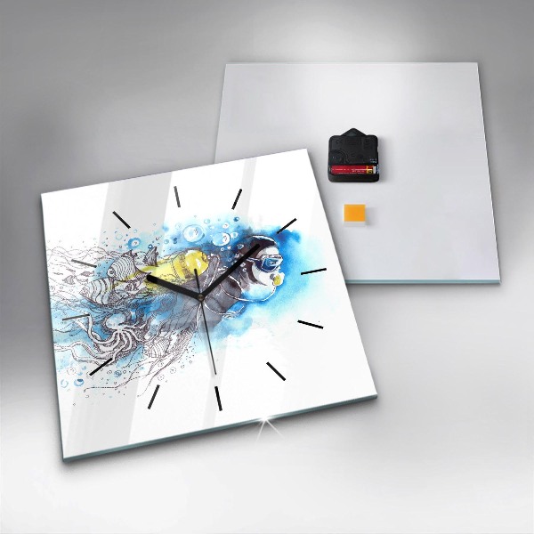 Kwadratowy zegar Podwodne życie ryb