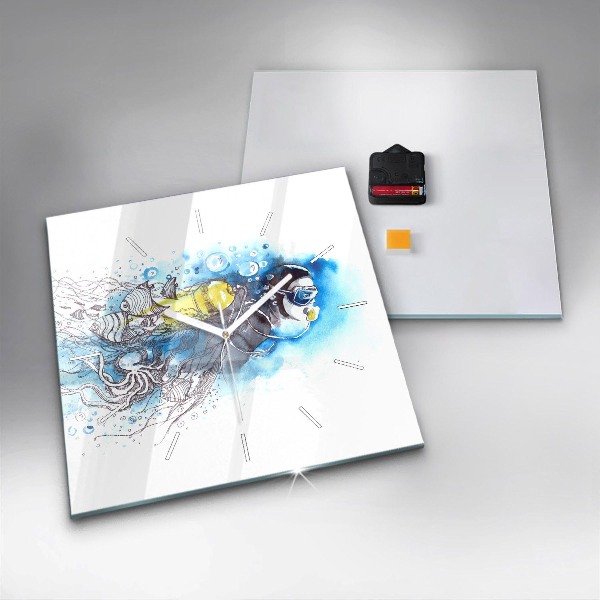 Kwadratowy zegar Podwodne życie ryb