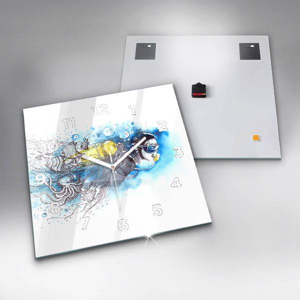 Kwadratowy zegar Podwodne życie ryb