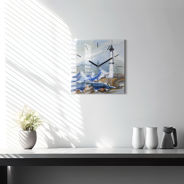 Kwadratowy zegar Morze i latarnia morska