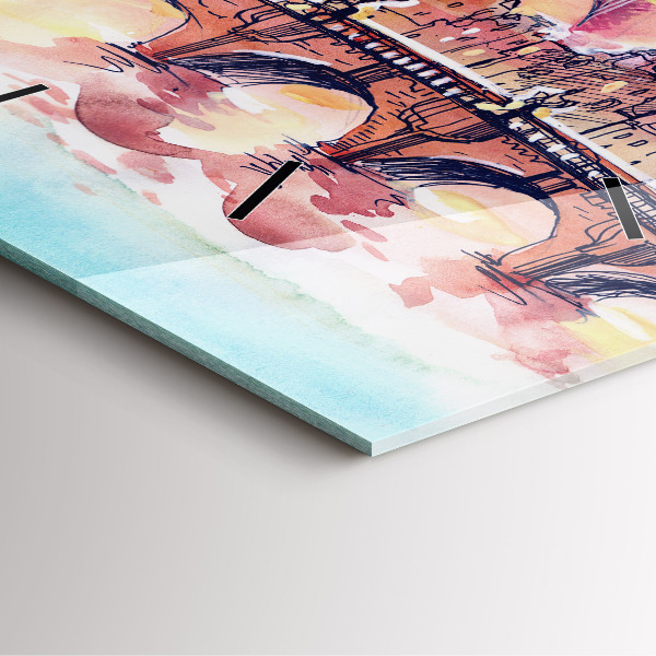 Kwadratowy zegar Malowany pejzaż Paryża