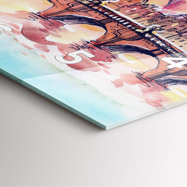 Kwadratowy zegar Malowany pejzaż Paryża