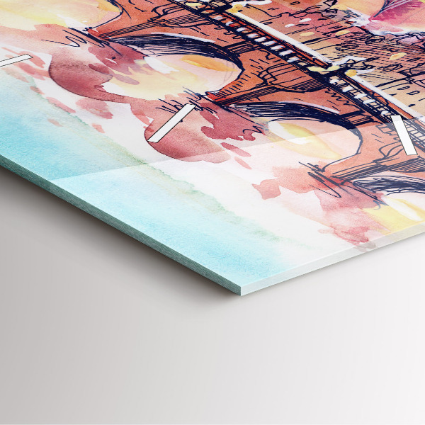 Kwadratowy zegar Malowany pejzaż Paryża