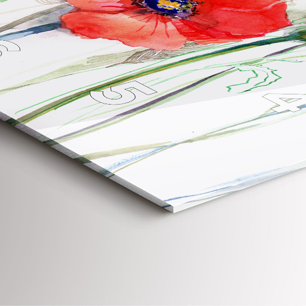 Kwadratowy zegar Malowane czerwone maki