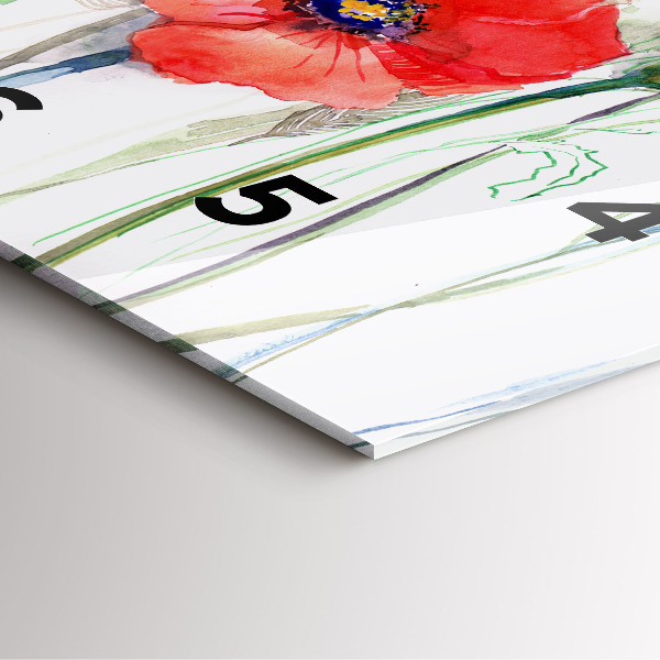 Kwadratowy zegar Malowane czerwone maki