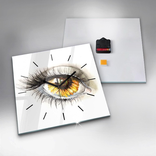 Kwadratowy zegar Kwiat słonecznika w oku