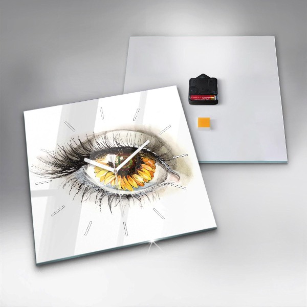 Kwadratowy zegar Kwiat słonecznika w oku