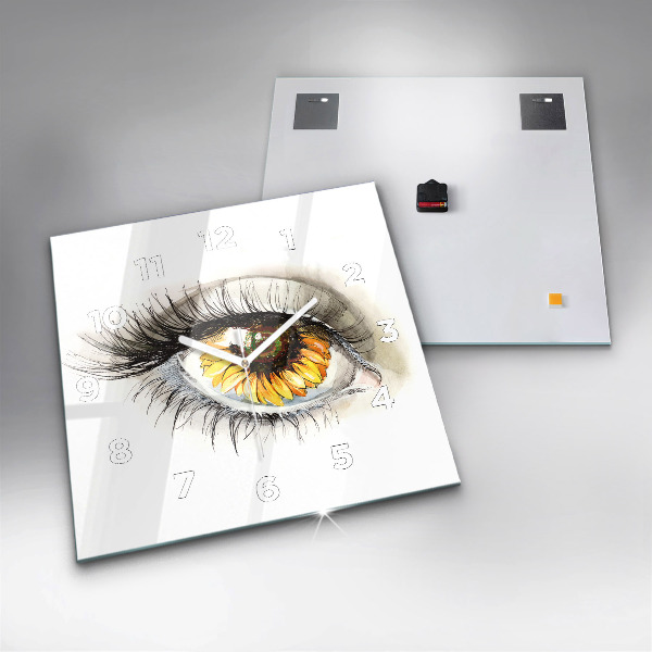 Kwadratowy zegar Kwiat słonecznika w oku