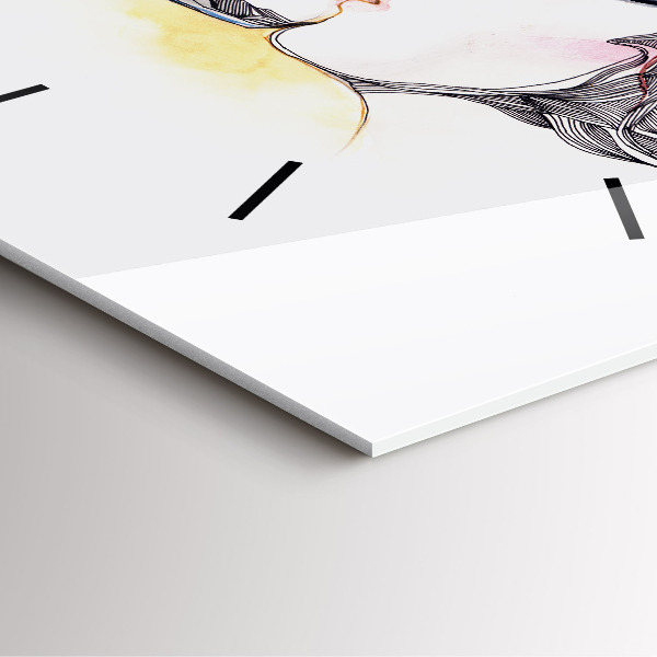 Kwadratowy zegar Rysunek miłosny pocałunek