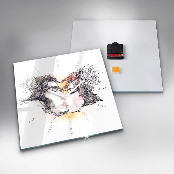 Kwadratowy zegar Rysunek miłosny pocałunek