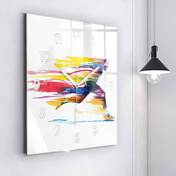 Kwadratowy zegar Ilustracja biegacza