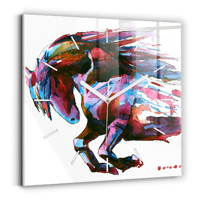 Kwadratowy zegar Koń w biegu