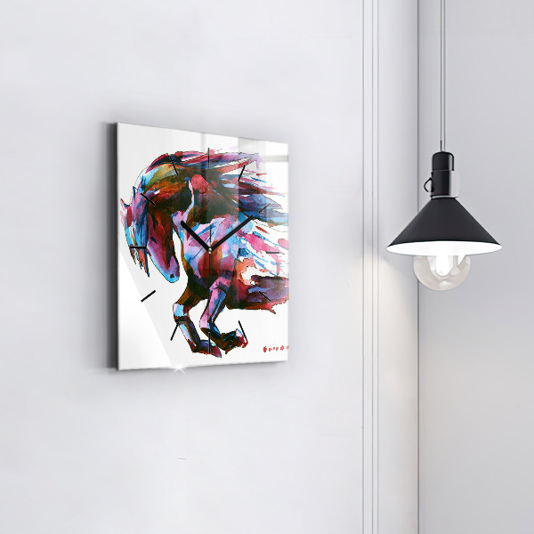 Kwadratowy zegar Koń w biegu