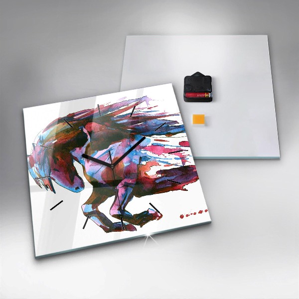 Kwadratowy zegar Koń w biegu