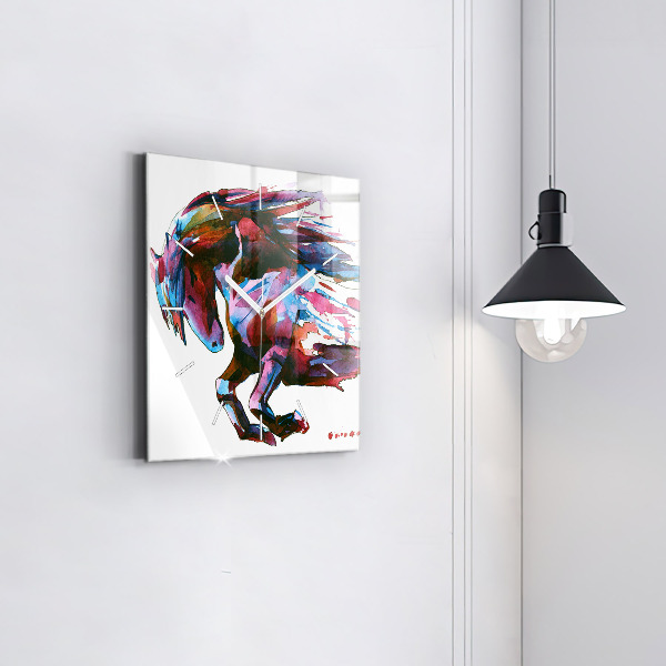 Kwadratowy zegar Koń w biegu