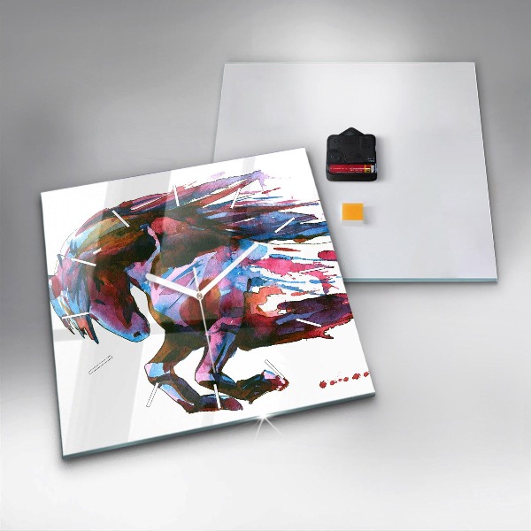 Kwadratowy zegar Koń w biegu