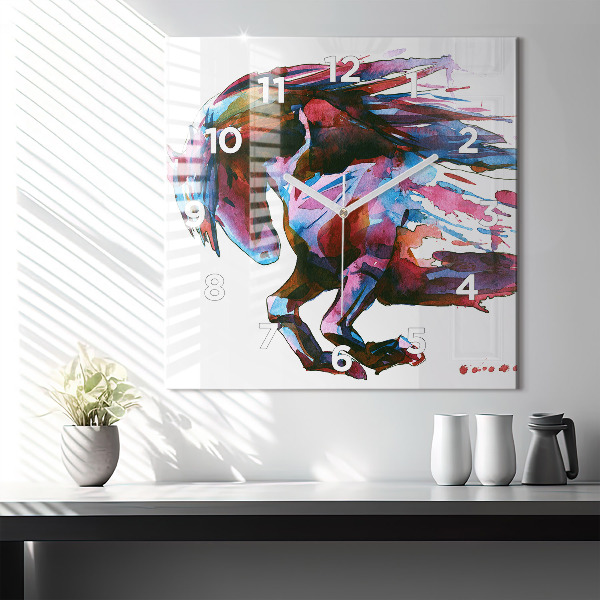 Kwadratowy zegar Koń w biegu
