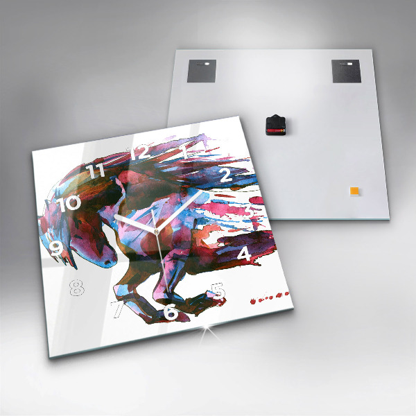 Kwadratowy zegar Koń w biegu