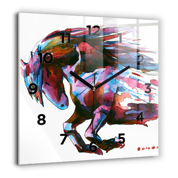 Kwadratowy zegar Koń w biegu