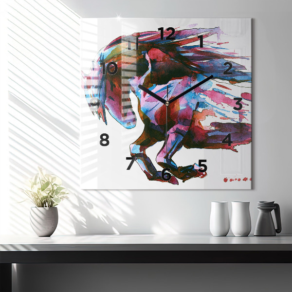 Kwadratowy zegar Koń w biegu
