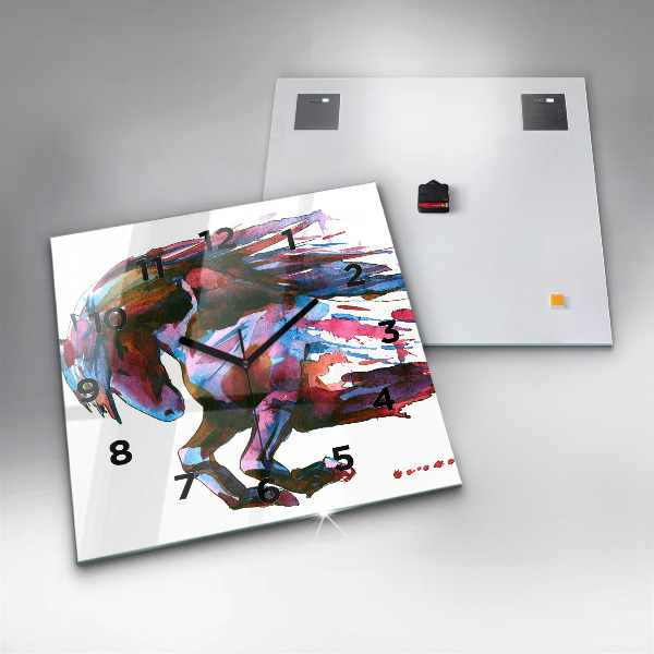 Kwadratowy zegar Koń w biegu