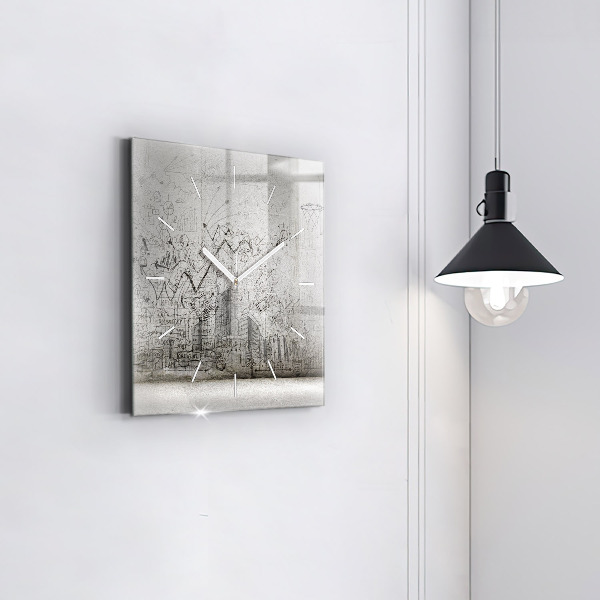 Kwadratowy zegar Szkic Miasta