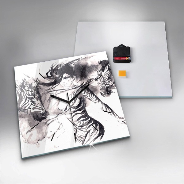 Kwadratowy zegar Kobieta i zebry