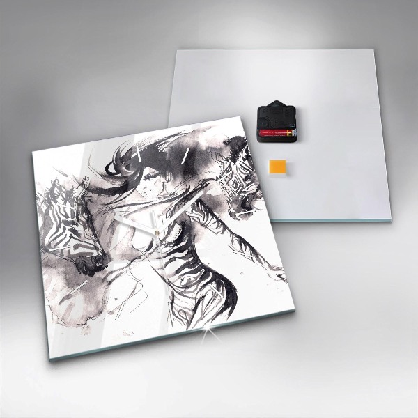 Kwadratowy zegar Kobieta i zebry