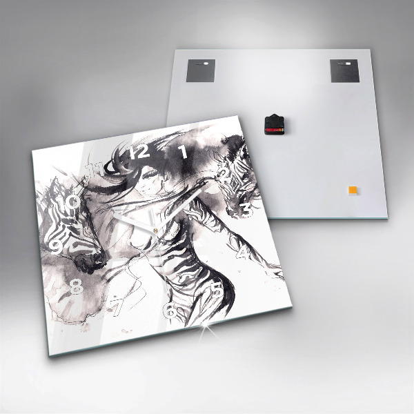 Kwadratowy zegar Kobieta i zebry