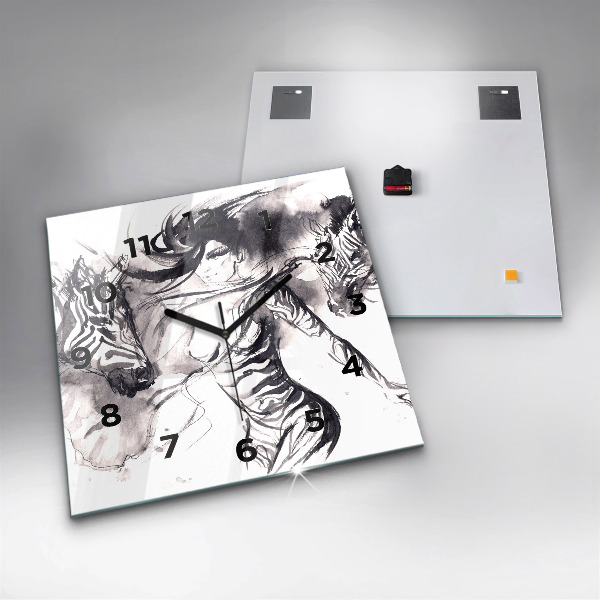 Kwadratowy zegar Kobieta i zebry