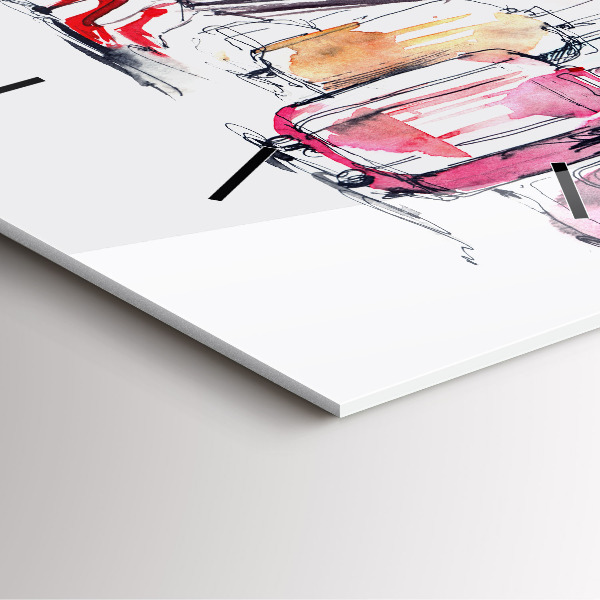 Kwadratowy zegar Kobieta z walizkami