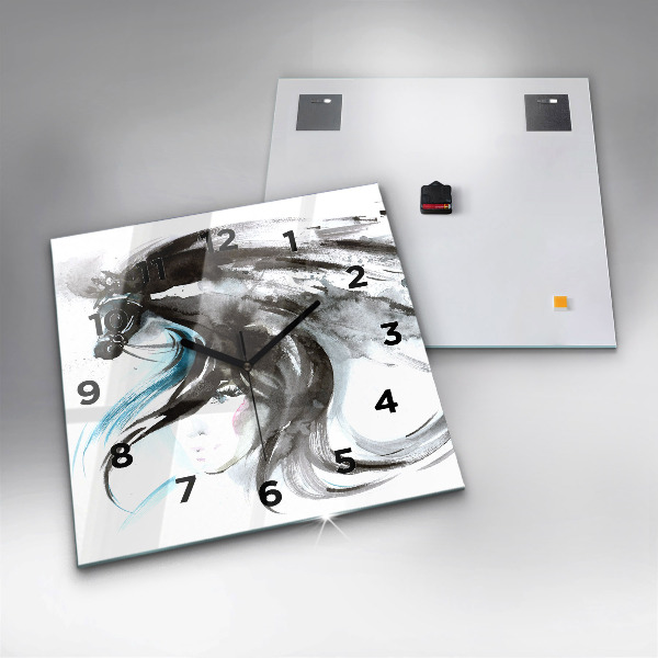 Kwadratowy zegar Abstrakcja koń i kobieta